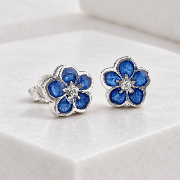 Sterling Silver Forget me Not Earrings