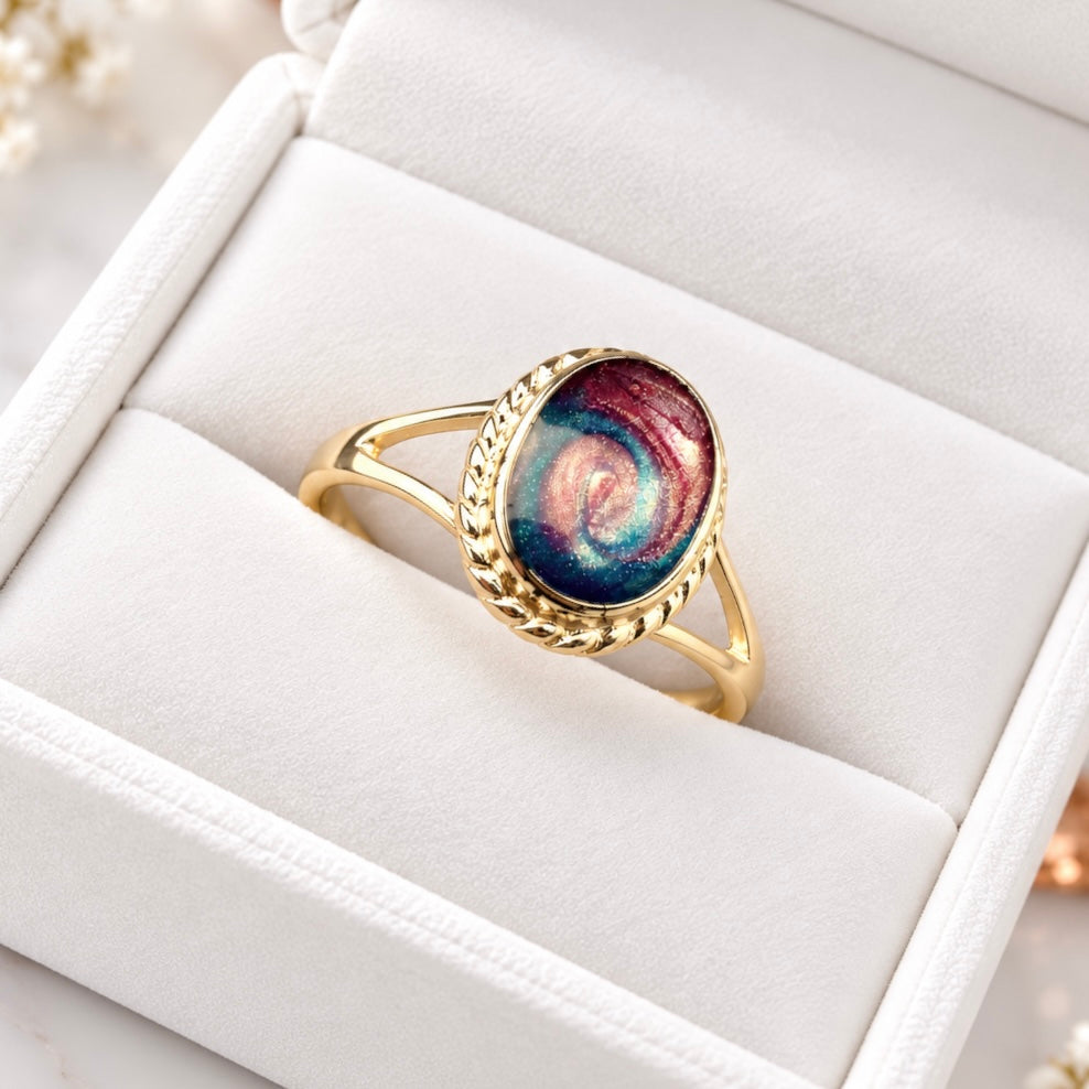 9ct Yellow Gold Rope Edge Oval Ring
