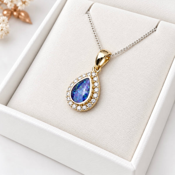 9ct Yellow Gold Crystal Teardrop Pendant