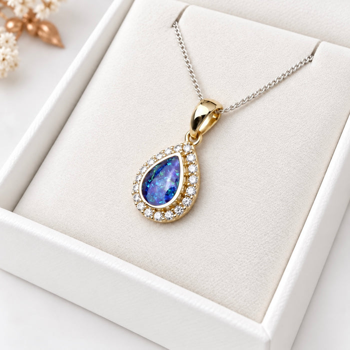 9ct Yellow Gold Crystal Teardrop Pendant