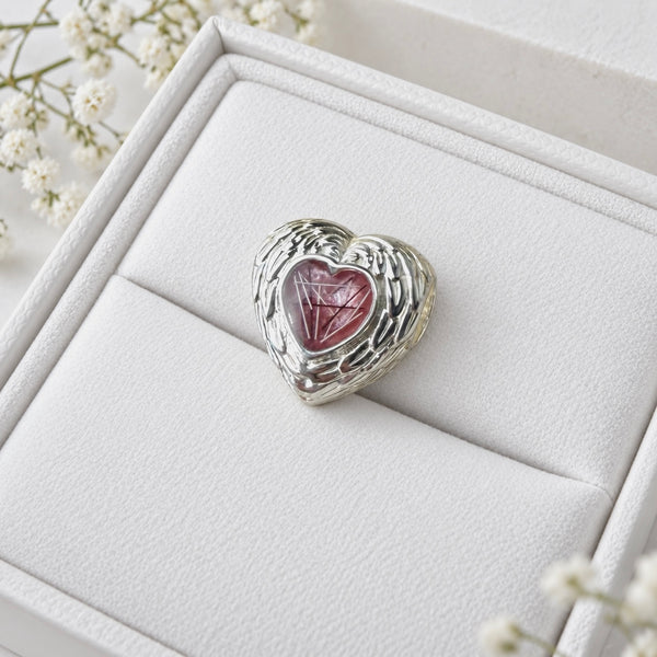 Sterling Silver Angel Wing Heart Charm