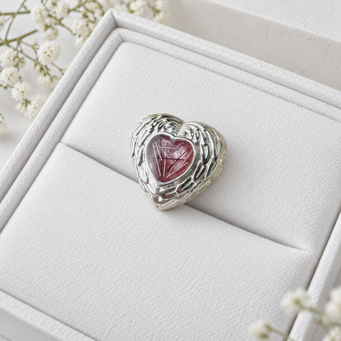 Sterling Silver Angel Wing Heart Charm