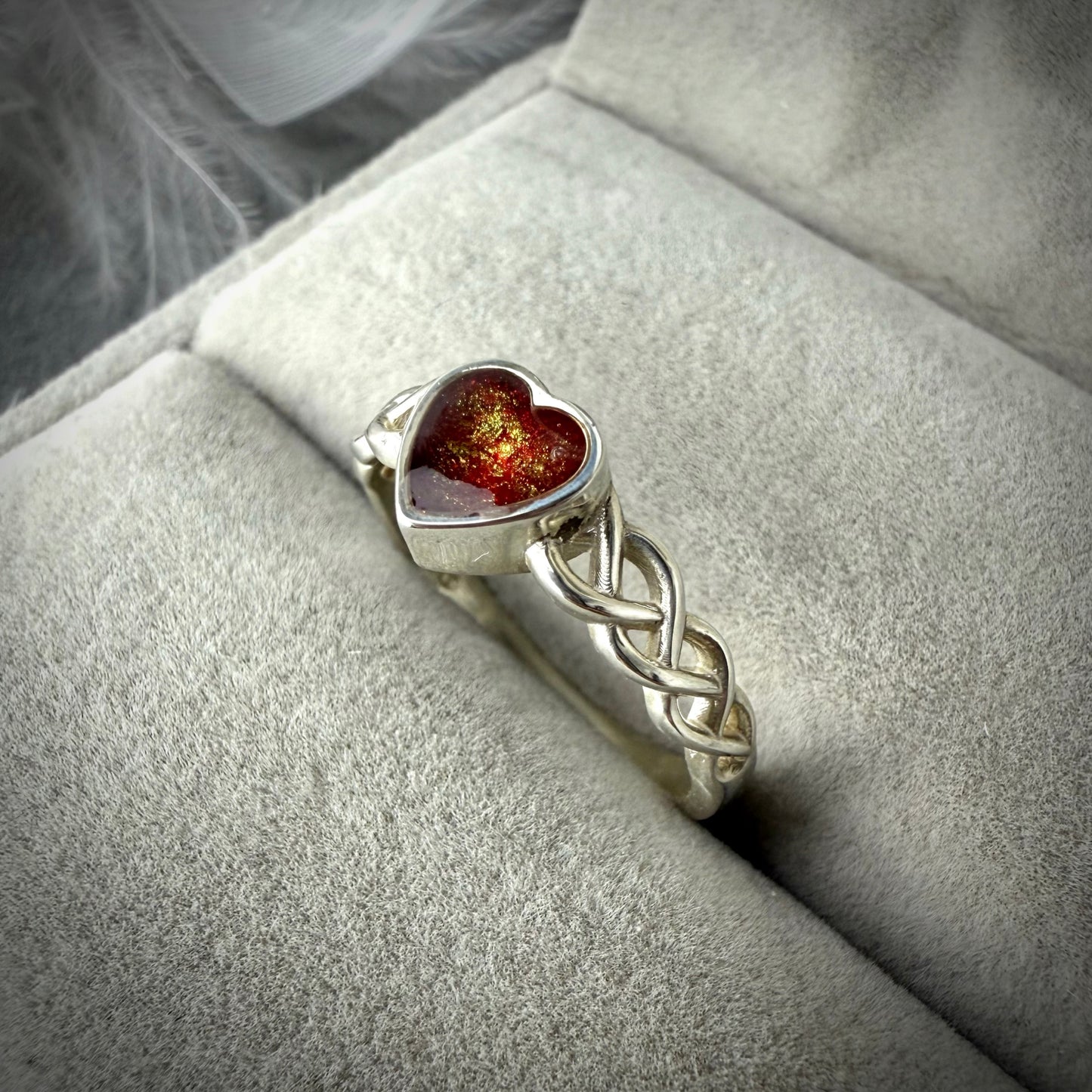 Heart Plaited .925 Silver Ring - Size Q Only