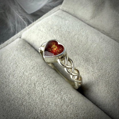 Heart Plaited .925 Silver Ring - Size Q Only