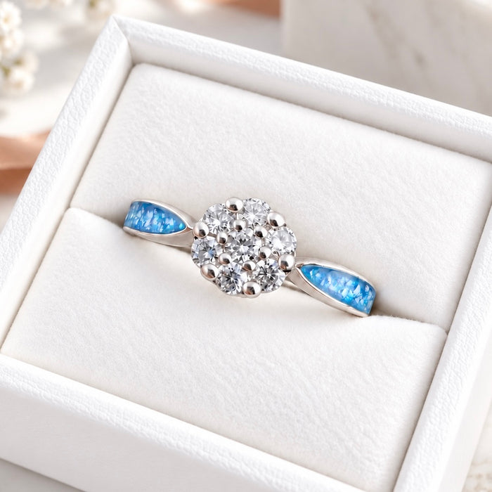 Sterling Silver Crystal Cluster Ring