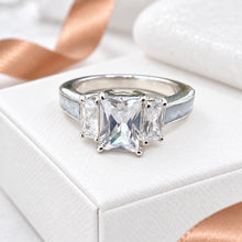 Sterling Silver Triple Emerald Cut Ring