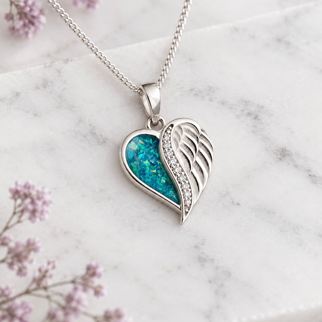 Sterling Silver CZ Angel Pendant