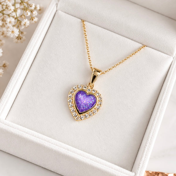 9ct Yellow Gold Crystal Heart Pendant