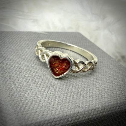 Heart Plaited .925 Silver Ring - Size Q Only