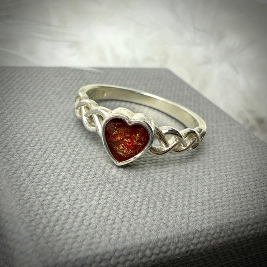 Heart Plaited .925 Silver Ring - Size Q Only