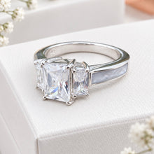 Sterling Silver Triple Emerald Cut Ring