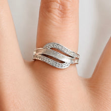 Sterling Silver CZ Double Wave Ring