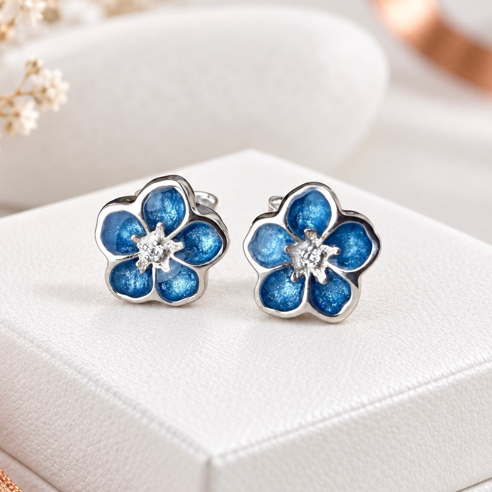 Sterling Silver Forget me Not Earrings