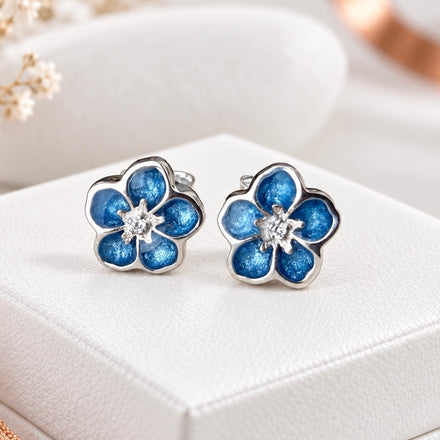 Sterling Silver Forget me Not Earrings