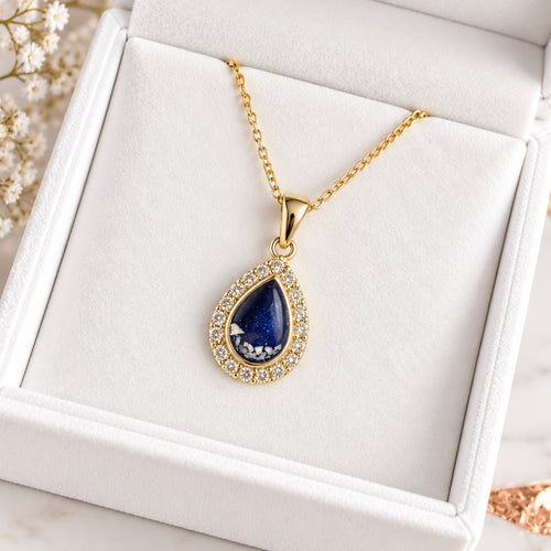 9ct Yellow Gold Crystal Teardrop Pendant