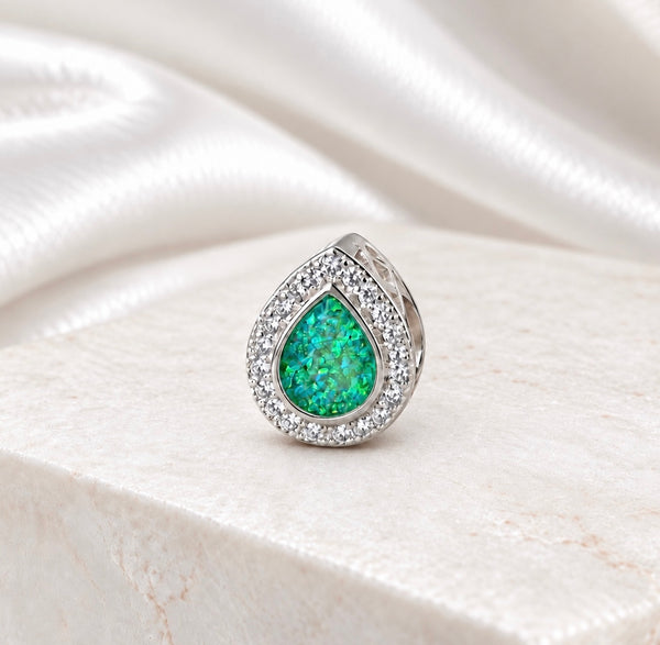 Sterling Silver CZ Teardrop Bracelet Charm