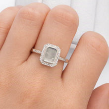 Sterling Silver CZ Rectangle Ring