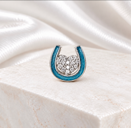 Sterling Silver CZ Horseshoe Bracelet Charm