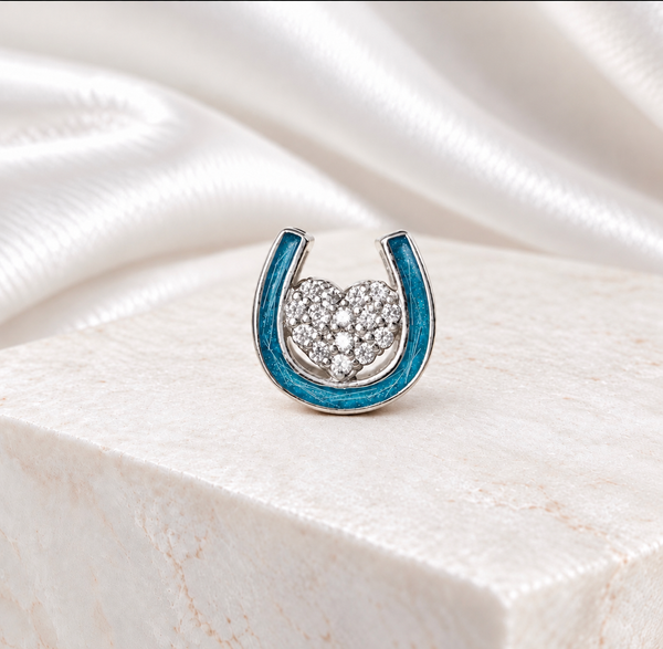 Sterling Silver CZ Horseshoe Bracelet Charm