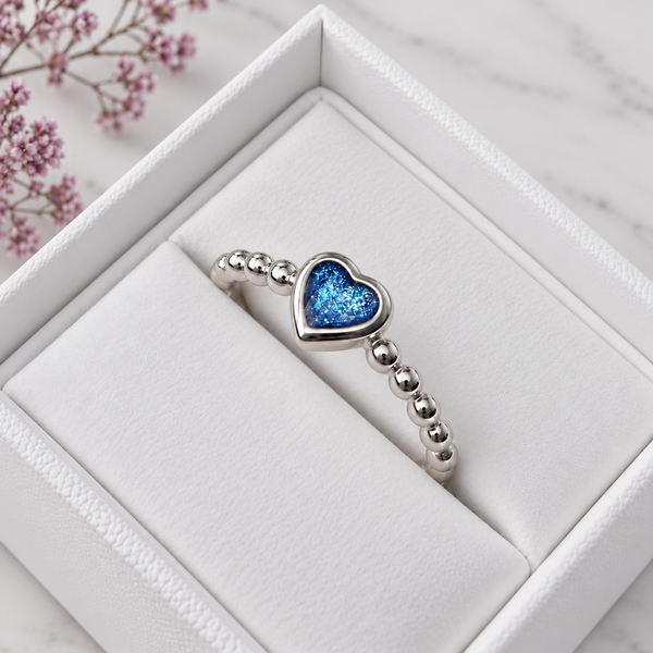 Sterling Silver Heart Bobble Ring