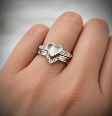 Sterling Silver Heart Double Stacker Ring
