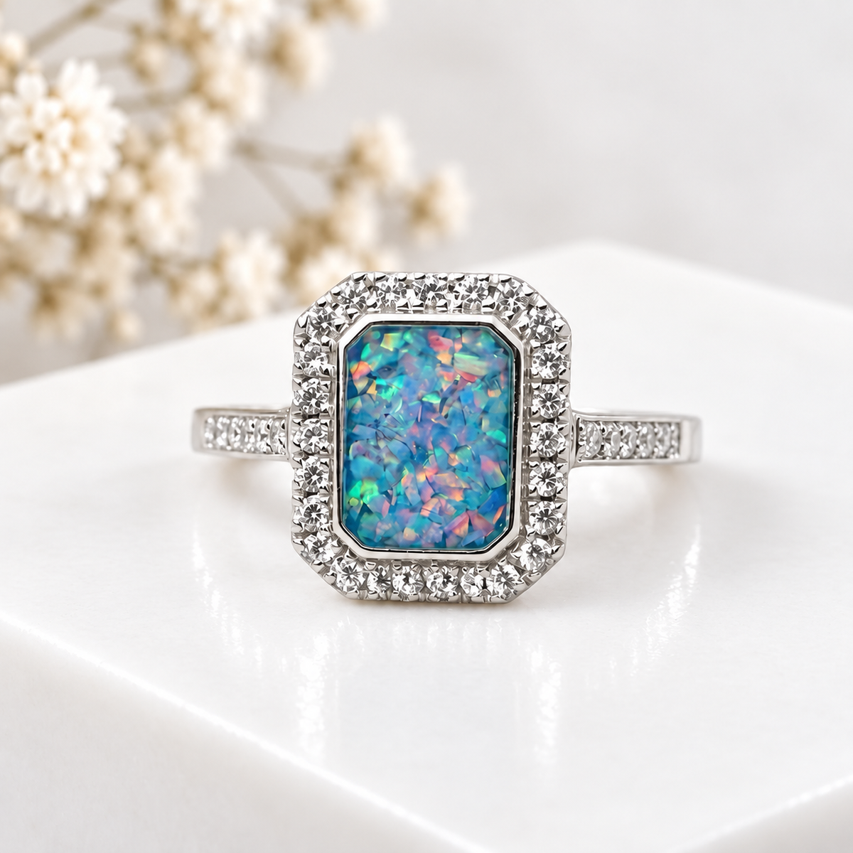 Sterling Silver CZ Rectangle Ring