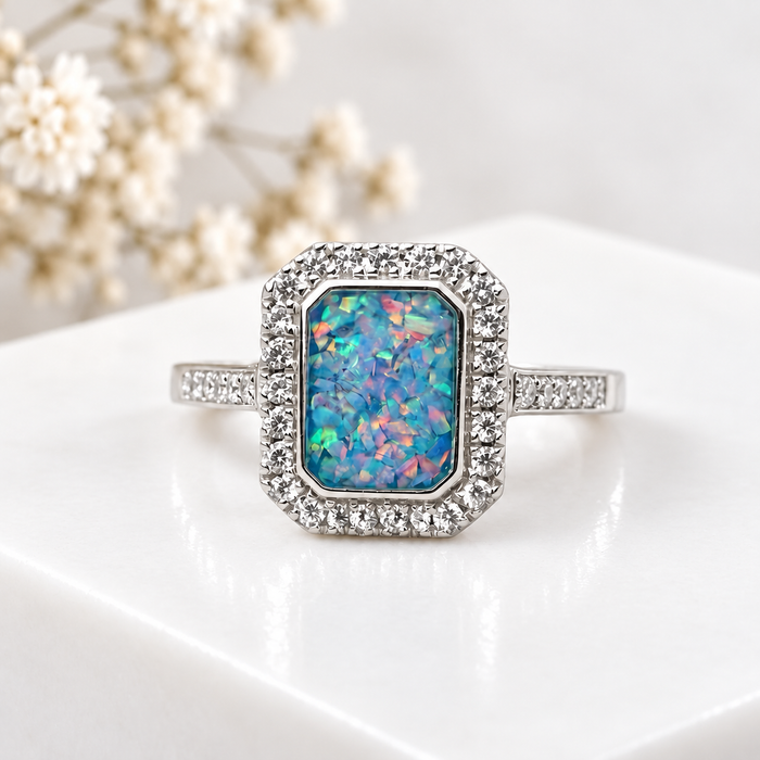 Sterling Silver CZ Rectangle Ring