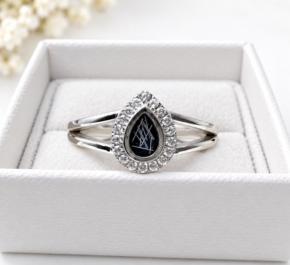 Sterling Silver CZ Teardrop Ring