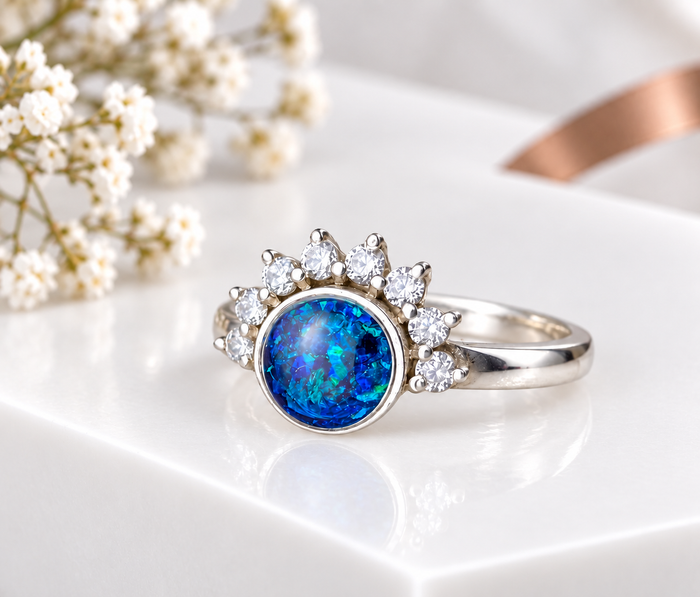 Sterling Silver Half Halo Ring