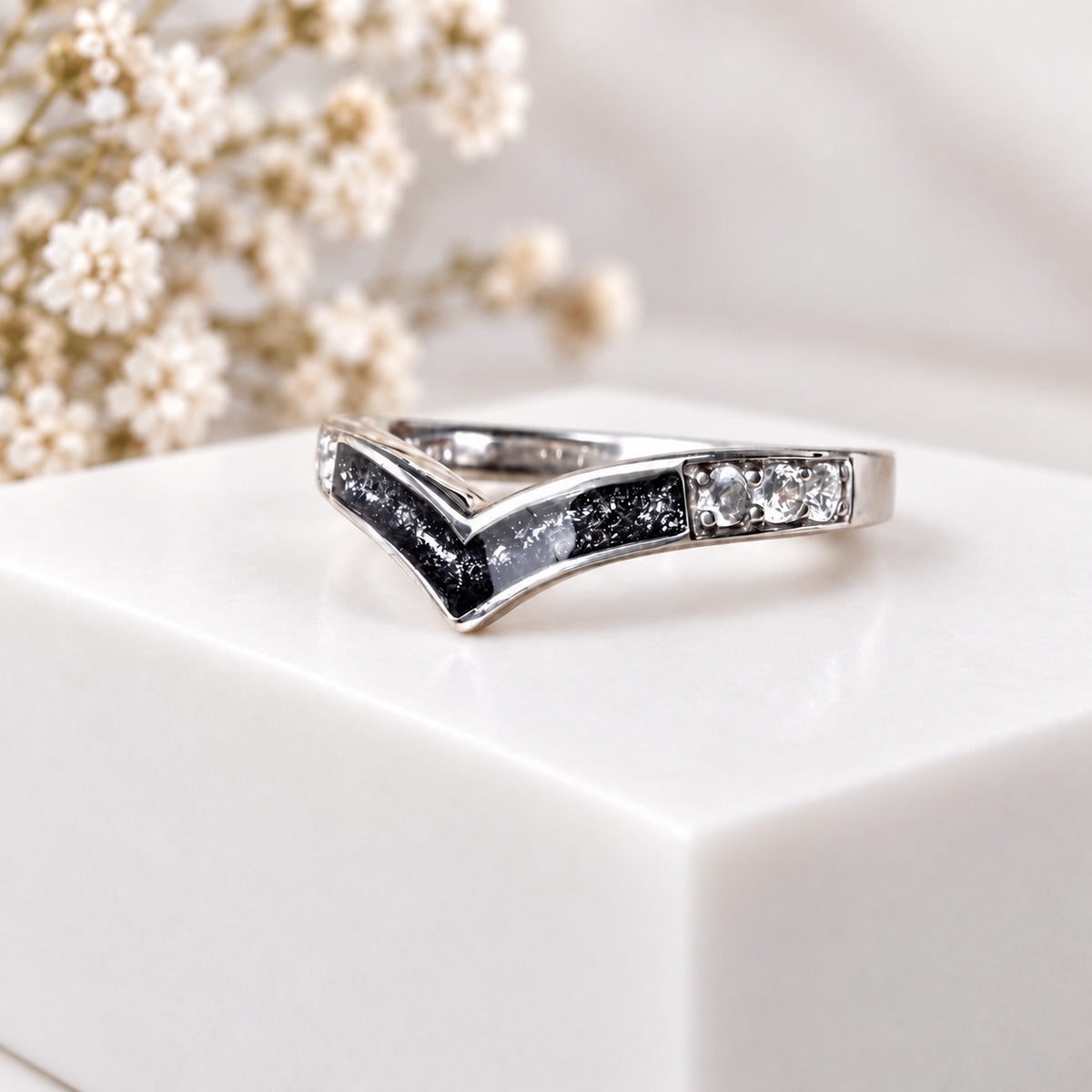Sterling Silver CZ Wishbone Ring