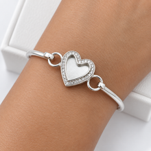 Sterling Silver CZ Heart Bangle