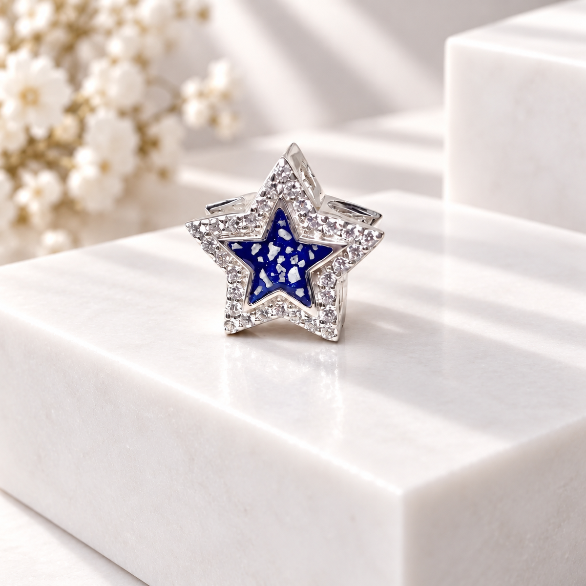 Sterling Silver CZ Star Bracelet Charm
