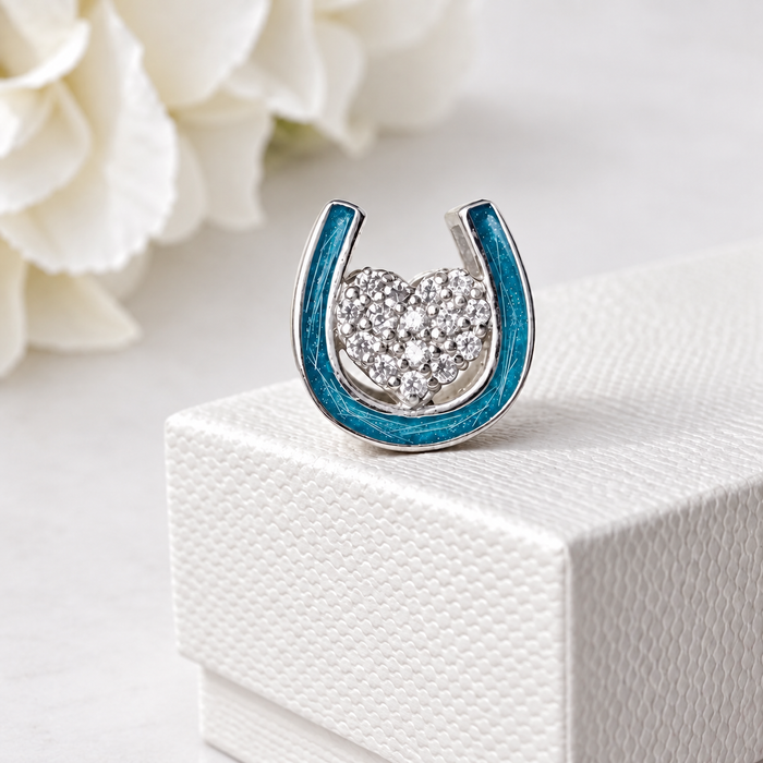 Sterling Silver CZ Horseshoe Bracelet Charm