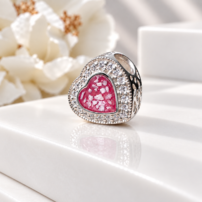 Sterling Silver CZ Heart Bracelet Charm