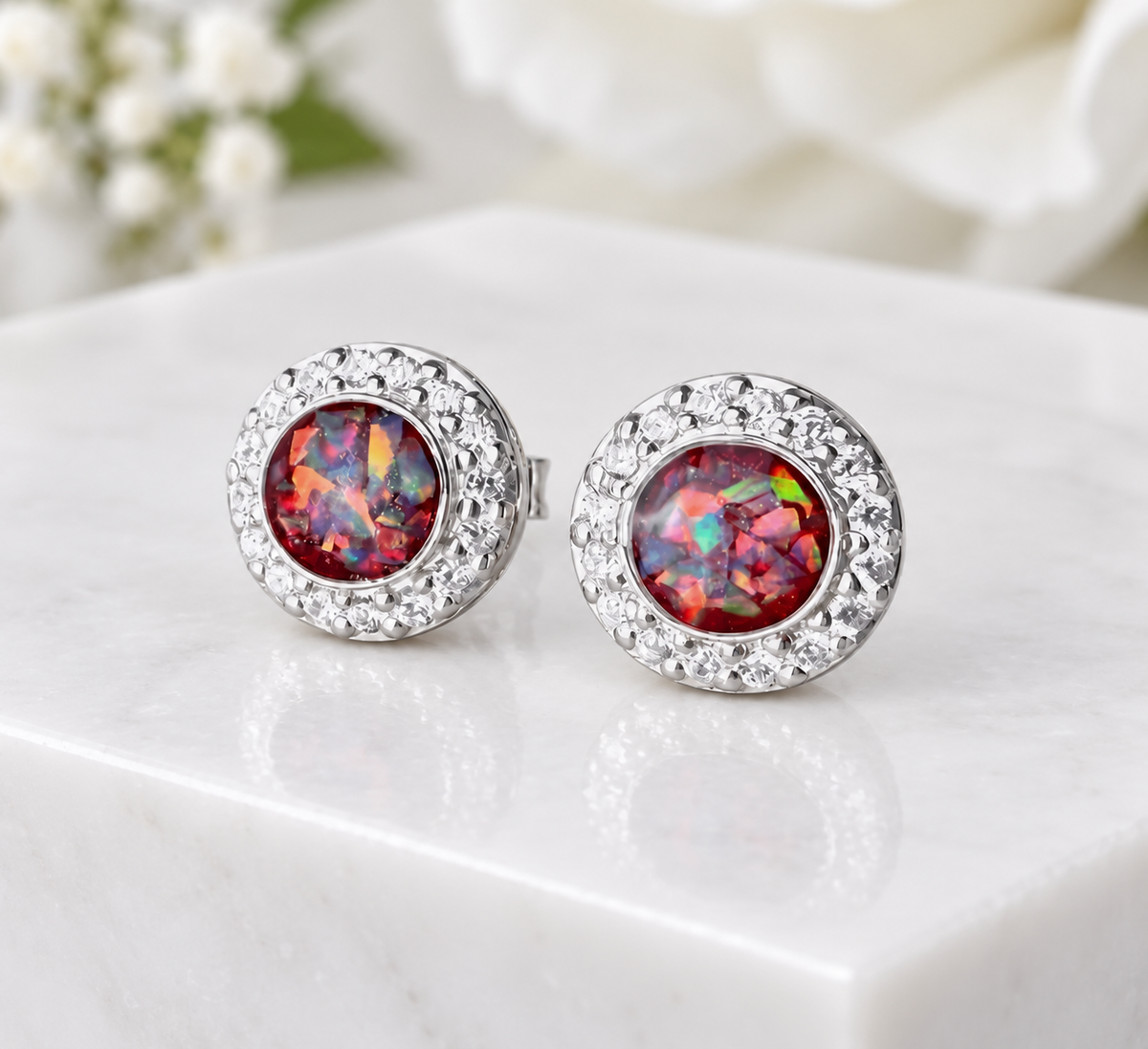 Sterling Silver CZ Round Stud Earrings