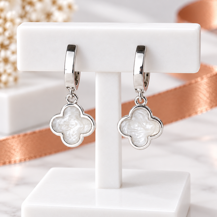 Sterling Silver Clover Huggies Earrings