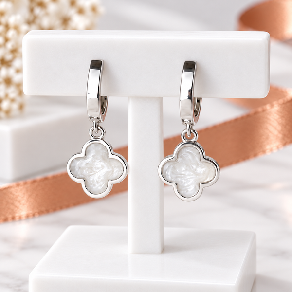 Sterling Silver Clover Huggies Earrings