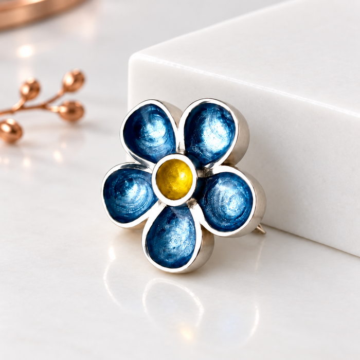 Sterling Silver Forget Me Not/Flower Brooch