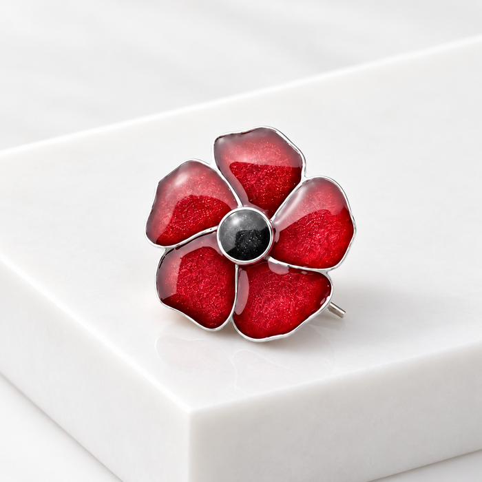 Sterling Silver Poppy Brooch