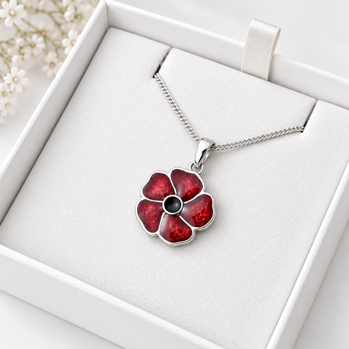 Sterling Silver Poppy Pendant