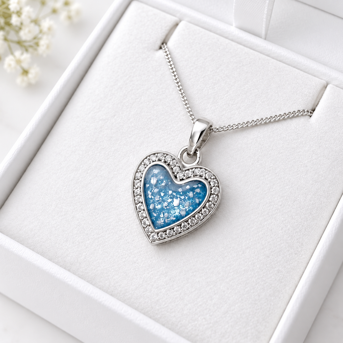 Sterling Silver CZ Heart Pendant