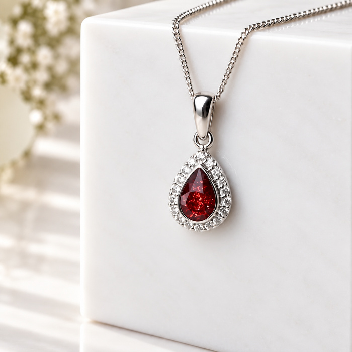 Sterling Silver CZ Petite Teardrop Pendant