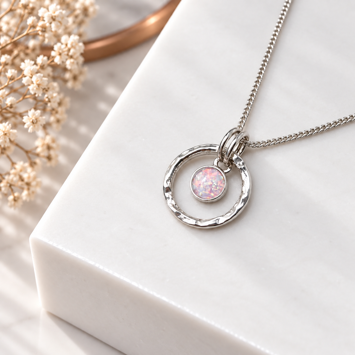 Sterling Silver Hammered Round Pendant
