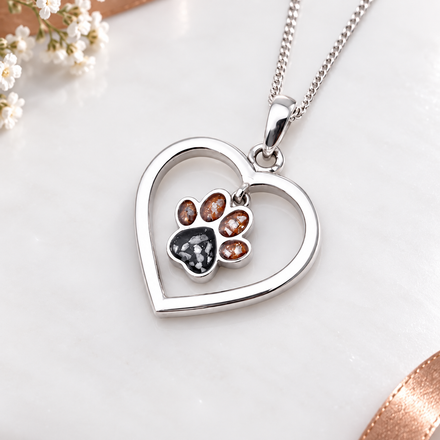 Sterling Silver Paw Heart Pendant