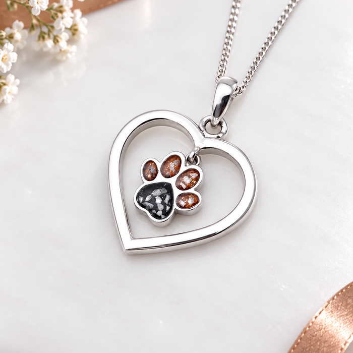 Sterling Silver Paw Heart Pendant