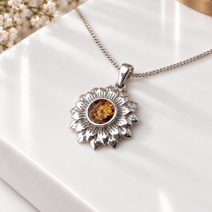 Sterling Silver Sunflower Pendant