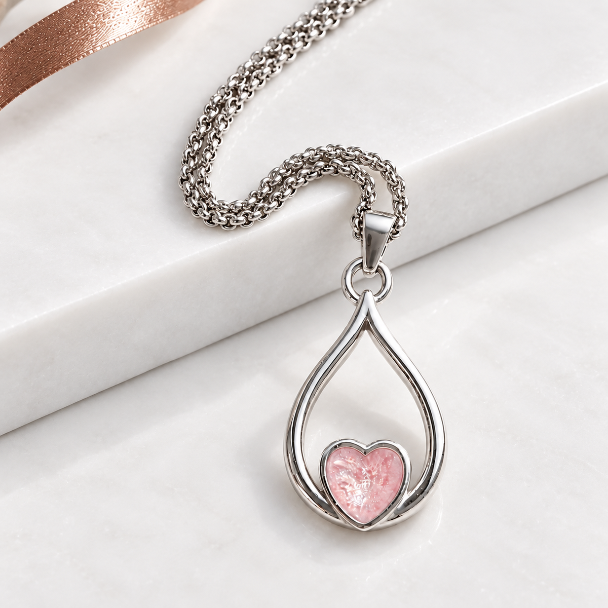 Stainless Steel Heart Teardrop pendant