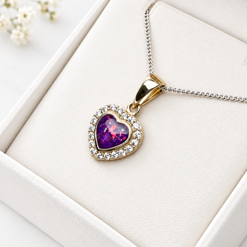 9ct Yellow Gold Crystal Heart Pendant