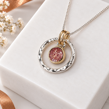 Sterling Silver / 9ct Gold Hammered Round Pendant
