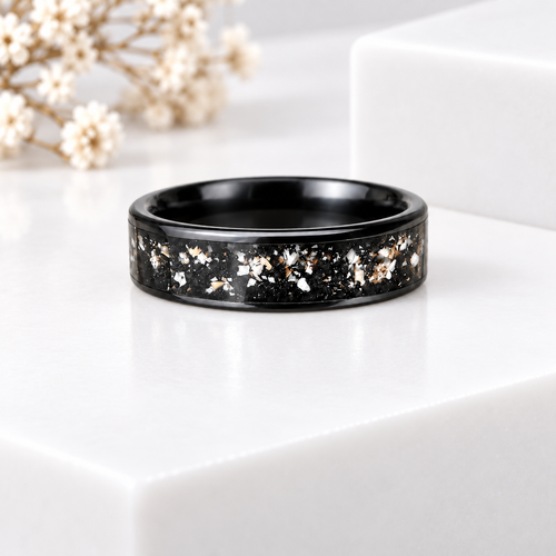 Black Ceramic 6mm Channel Memorial Ring